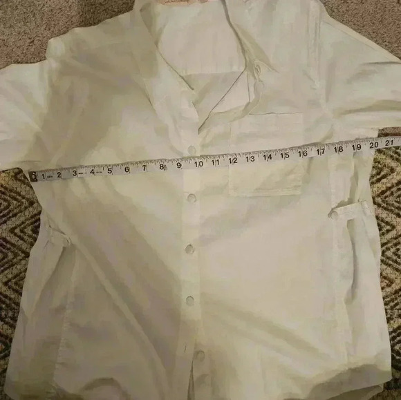 Soft Surroundings White Soft Long Sleeve Button Down Size Petite L - Picture 7 of 7